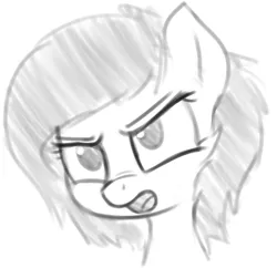 Size: 660x638 | Tagged: safe, artist:smoldix, derpibooru import, oc, oc:anonfilly, unofficial characters only, bust, female, frown, grayscale, monochrome, open mouth, portrait, simple background, solo, white background
