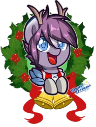 Size: 786x1039 | Tagged: safe, artist:xwhitedreamsx, derpibooru import, oc, oc:castiel, unofficial characters only, antlers, christmas wreath, clothes, scarf, simple background, solo, transparent background