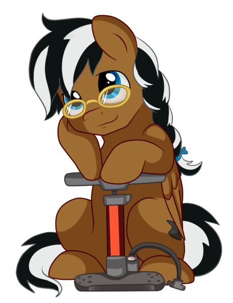 Size: 1456x1895 | Tagged: safe, artist:pridark, derpibooru import, oc, oc:mortarboard, unofficial characters only, pegasus, pony, air pump, cute, male, simple background, sitting, solo, stallion, transparent background