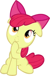 Size: 9162x13698 | Tagged: safe, artist:cyanlightning, derpibooru import, apple bloom, earth pony, pony, on your marks, .svg available, absurd resolution, cute, female, filly, floppy ears, hoof on chin, simple background, solo, transparent background, vector