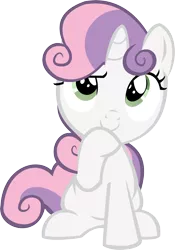 Size: 9344x13334 | Tagged: safe, artist:cyanlightning, derpibooru import, sweetie belle, pony, unicorn, on your marks, .svg available, absurd resolution, cute, female, filly, hoof on chin, simple background, solo, transparent background, vector