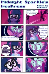 Size: 1000x1500 | Tagged: safe, artist:wubcakeva, derpibooru import, sci-twi, twilight sparkle, equestria girls, legend of everfree, adorkable, comic, cute, dork, duality, glasses, heart attack, hnnng, midnight sparkle, twiabetes