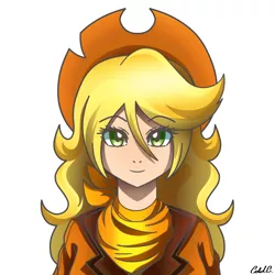 Size: 2000x2000 | Tagged: artist:ciderpunk, bust, clothes, cowboy hat, derpibooru import, hat, human, humanized, humanized oc, oc, oc:applesunrise, rwby, safe, scarf, solo, unofficial characters only