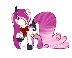 Size: 2500x2000 | Tagged: safe, artist:immagoddampony, derpibooru import, oc, unofficial characters only, original species, bow, female, mare, simple background, solo, transparent background