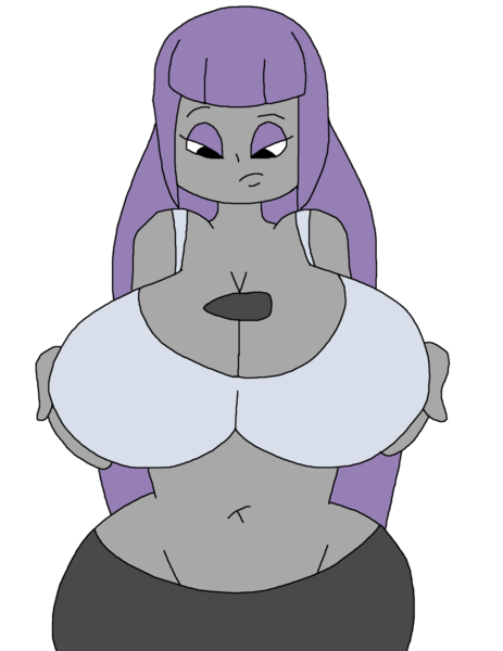 Size: 1024x1326 | Tagged: suggestive, artist:portalmasterdan64, derpibooru import, maud pie, equestria girls, anatomically incorrect, bedroom eyes, belly button, between breasts, big breasts, breast fondling, breast grab, breasts, busty maud pie, cleavage, curvy, female, grope, hourglass figure, huge breasts, looking down, midriff, rock, solo, solo female