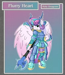 Size: 1688x1950 | Tagged: safe, artist:brownie-bytes, derpibooru import, princess flurry heart, alicorn, anthro, unguligrade anthro, crossover, dragoon, final fantasy, holy dragoon, solo, story included