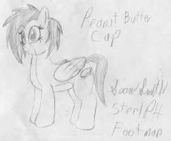 Size: 2670x2196 | Tagged: safe, artist:steelph, derpibooru import, oc, oc:peanut butter cup, unofficial characters only, pegasus, pony, female, grayscale, monochrome, smiling, solo