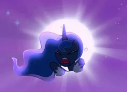 Size: 702x508 | Tagged: safe, derpibooru import, screencap, princess luna, alicorn, pony, to where and back again, dream walker luna, eyes closed, moon, open mouth, screaming, solo