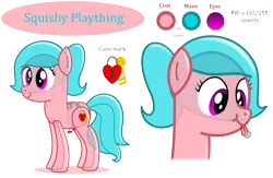 Size: 3000x1950 | Tagged: safe, artist:bladedragoon7575, derpibooru import, oc, oc:squishy plaything, unofficial characters only, inflatable pony, original species, air nozzle, cute, handles, inflatable, pool toy, reference sheet, tongue out