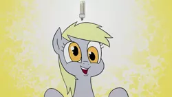 Size: 1366x768 | Tagged: safe, artist:doublewbrothers, derpibooru import, screencap, derpy hooves, pegasus, pony, animated at source, creative solution, female, fluorescent, happy, idea, lightbulb, mare, open mouth, solo