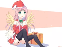 Size: 1200x900 | Tagged: adorasexy, artist:vanillafox2035, belt, breasts, busty fluttershy, cleavage, clothes, costume, cute, derpibooru import, female, fluttershy, garters, human, humanized, looking at you, panties, santa costume, sexy, shyabetes, skirt, skirt lift, socks, solo, solo female, stockings, suggestive, thigh highs, underwear, upskirt, white underwear