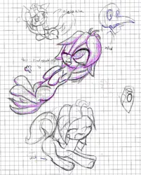Size: 1280x1591 | Tagged: artist:an-m, derpibooru import, graph paper, lined paper, oc, oc:abstract module, oc:reflect decrypt, safe, sketch, traditional art, unofficial characters only, what are we gonna do on the bed?