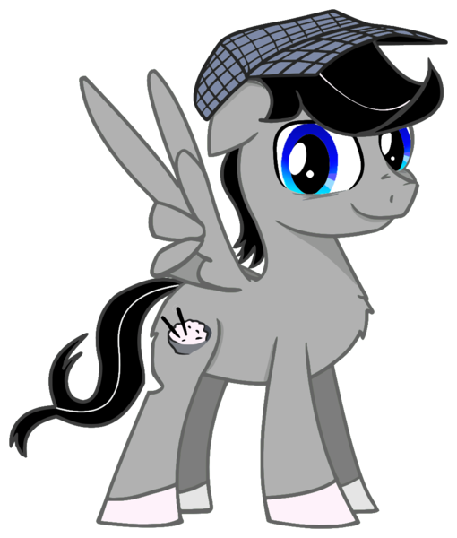 Size: 988x1162 | Tagged: safe, artist:chopsticks, derpibooru import, oc, oc:chopsticks, unofficial characters only, pegasus, pony, 2017 community collab, derpibooru community collaboration, .svg available, blue eyes, chest fluff, cutie mark, hat, male, peace sign, ponysona, simple background, smiling, solo, stallion, svg, transparent background, vector, wing hands