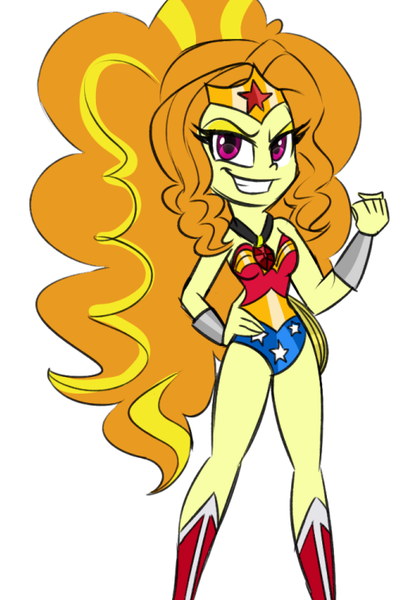 Size: 518x756 | Tagged: safe, artist:wubcakeva, derpibooru import, adagio dazzle, equestria girls, rainbow rocks, bare shoulders, clothes, cosplay, costume, sleeveless, solo, strapless, wonder woman