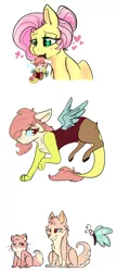 Size: 900x2109 | Tagged: artist:shiny-cooler, butterfly, cat, derpibooru import, dog, heart, hybrid, interspecies offspring, oc, oc:harmony de agape, offspring, parent:discord, parent:fluttershy, parents:discoshy, safe, shapeshifting, unofficial characters only