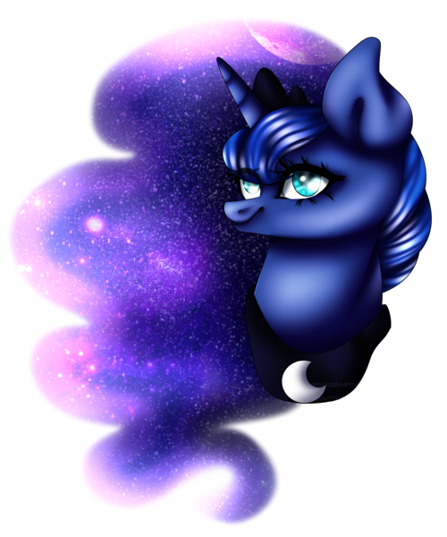 Size: 2000x2400 | Tagged: safe, artist:immagoddampony, artist:starshame, derpibooru import, princess luna, bust, portrait, simple background, solo, transparent background