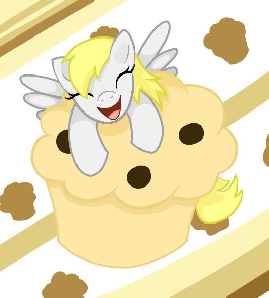 Size: 531x588 | Tagged: safe, artist:kittyprints91, derpibooru import, derpy hooves, pegasus, pony, cute, derpabetes, eyes closed, female, food, mare, muffin, open mouth, solo, that pony sure does love muffins