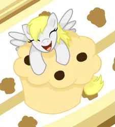 Size: 531x588 | Tagged: safe, artist:kittyprints91, derpibooru import, derpy hooves, pegasus, pony, cute, derpabetes, eyes closed, female, food, mare, muffin, open mouth, solo, that pony sure does love muffins