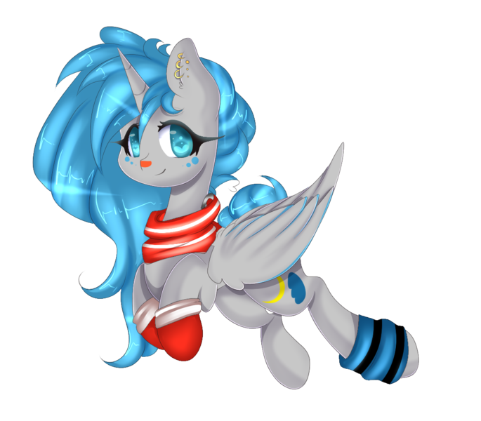 Size: 1124x985 | Tagged: safe, artist:clefficia, derpibooru import, oc, oc:moonbeam, unofficial characters only, alicorn, pony, alicorn oc, clothes, scarf, smiling, solo