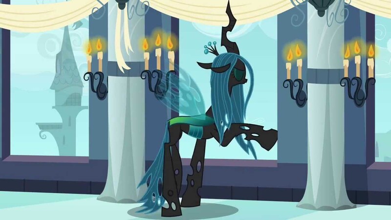 Size: 1280x720 | Tagged: a canterlot wedding, changeling, changeling queen, derpibooru import, female, queen chrysalis, safe, screencap, solo, this day aria