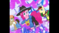 Size: 1280x720 | Tagged: safe, derpibooru import, screencap, doctor whooves, goldengrape, pinkie pie, sir colton vines iii, time turner, pony, testing testing 1-2-3, male, mc pinkie, rapper, rapper pie, stallion
