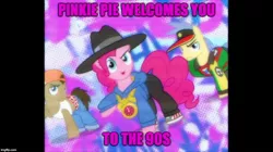 Size: 888x499 | Tagged: derpibooru import, doctor whooves, edit, edited screencap, goldengrape, image macro, meme, pinkie pie, rapper, rapper pie, safe, screencap, sir colton vines iii, testing testing 1-2-3, text, time turner