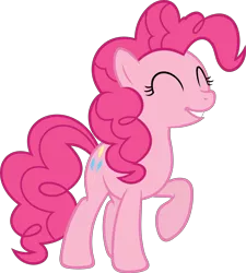 Size: 5406x6000 | Tagged: safe, artist:slb94, derpibooru import, pinkie pie, earth pony, pony, 28 pranks later, absurd resolution, excited, eyes closed, female, mare, raised hoof, simple background, solo, transparent background, vector