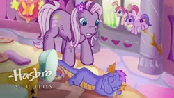 Size: 1920x1080 | Tagged: safe, derpibooru import, screencap, master kenbroath gilspotten heathspike, spike, wysteria, breezie, the princess promenade, g3, hasbro studios, princess wysteria