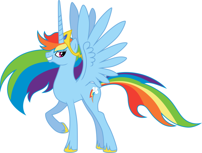 Size: 9474x7200 | Tagged: safe, artist:chimajra, derpibooru import, rainbow dash, alicorn, pony, absurd resolution, alicornified, looking back, race swap, rainbowcorn, raised hoof, simple background, smiling, solo, spread wings, transparent background, vector