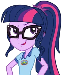 Size: 2500x3038 | Tagged: safe, artist:sketchmcreations, derpibooru import, sci-twi, twilight sparkle, equestria girls, legend of everfree, simple background, smug, solo, transparent background, vector