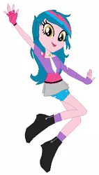 Size: 265x466 | Tagged: safe, artist:mlprocker123, derpibooru import, oc, oc:lightning pie, unofficial characters only, equestria girls, base used, boots, clothes, compression shorts, next generation, offspring, parent:pinkie pie, parent:thunderbass, parents:pinkiebass, shorts, skirt, socks, solo