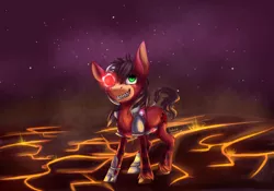 Size: 2400x1677 | Tagged: artist:weird--fish, cyborg, derpibooru import, grox, lava, oc, original species, ponified, safe, solo, spore