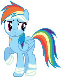 Size: 6001x7410 | Tagged: safe, artist:deratrox, derpibooru import, rainbow dash, pegasus, pony, newbie dash, .svg available, absurd resolution, bandage, female, mare, raised hoof, simple background, solo, transparent background, vector