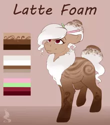 Size: 900x1028 | Tagged: safe, artist:silentwulv, derpibooru import, oc, oc:latte foam, unofficial characters only, food pony, original species, adoptable, female, food, mare, reference sheet, solo
