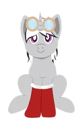 Size: 1024x1623 | Tagged: artist:lordswinton, aviator, christmas, clothes, commission, derpibooru import, goggles, horn, oc, safe, simple background, sitting, smiling, socks, solo, transparent background, unofficial characters only, your character here