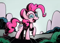 Size: 1754x1240 | Tagged: artist:rambopvp, derpibooru import, open mouth, pinkie pie, raised hoof, safe, solo