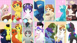 Size: 1920x1080 | Tagged: safe, artist:e-pon, derpibooru import, oc, oc:archi documentum, oc:cold snap, oc:electron, oc:heart stoker, oc:lightning flash, oc:midnight, oc:prismatic flux, oc:royal mail, oc:rumulus, oc:shamble, oc:shocklight, oc:short cut, oc:sky light, oc:soul strings, oc:terracotta, unofficial characters only, earth pony, pegasus, pony, unicorn, book, colored wings, food, group, hat, headphones, letter, monocle, multicolored wings, pot, rainbow wings, sleeping, tea, top hat