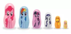 Size: 1600x761 | Tagged: safe, derpibooru import, applejack, fluttershy, pinkie pie, rainbow dash, rarity, twilight sparkle, twilight sparkle (alicorn), alicorn, earth pony, pony, cute, mane six, matryoshka doll, nesting doll