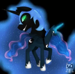 Size: 800x787 | Tagged: artist:ponyprincessgirl100, crying, derpibooru import, glowing horn, guilt, nightmare moon, safe, solo