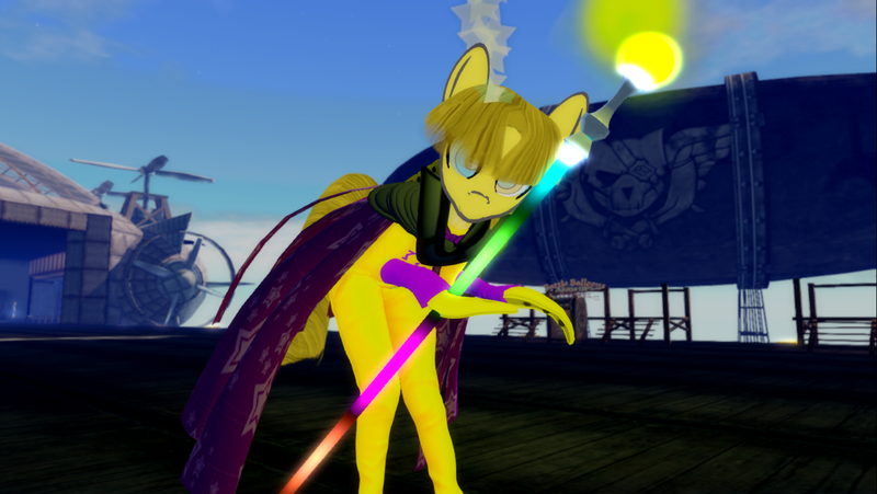 Size: 1440x811 | Tagged: anthro, anthro oc, cane, cape, chaos, cloak, clothes, derpibooru import, hypnosis, oc, oc:the golden nightmare, safe, scepter, screencap, second life, solo, stars, swirly eyes, tentacles, unofficial characters only