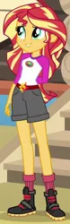 Size: 258x832 | Tagged: safe, derpibooru import, screencap, sunset shimmer, equestria girls, legend of everfree, boots, clothes, cropped, cute, legs, shimmerbetes, shorts, socks, solo
