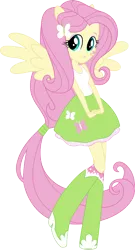 Size: 8012x14852 | Tagged: safe, artist:sugar-loop, derpibooru import, fluttershy, equestria girls, .ai available, .svg available, absurd resolution, boots, box art, clothes, cute, doll, eqg promo pose set, high heel boots, ponied up, ponytail, raised leg, show accurate, simple background, skirt, socks, solo, tanktop, transparent background, vector, wings