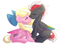 Size: 1772x1336 | Tagged: safe, artist:drawntildawn, derpibooru import, oc, oc:bay breeze, oc:mahx, unofficial characters only, pegasus, pony, bahx, kissing, male, oc x oc, shipping, simple background, straight, transparent background