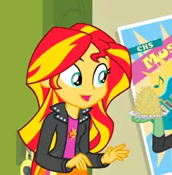 Size: 395x402 | Tagged: safe, artist:luckreza8, derpibooru import, edit, edited screencap, screencap, vector edit, sunset shimmer, oc, oc:anon, equestria girls, rainbow rocks, cropped, cute, eyes on the prize, food, french fries, hay, hay fries, offscreen character, open mouth, shimmerbetes, sunset wants her old digestive system back, vector