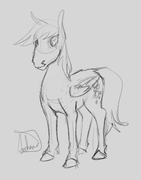 Size: 802x1024 | Tagged: safe, artist:archonix, derpibooru import, derpy hooves, pegasus, pony, female, hoers, mare, monochrome, simple background, sketch, solo