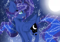 Size: 4093x2894 | Tagged: safe, artist:xxsunsetshimmer23xx, derpibooru import, oc, oc:crescent moon, unofficial characters only, alicorn, pony, absurd resolution, alicorn oc, fangs, not luna, offspring, parent:princess luna, solo, sombra eyes