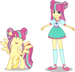 Size: 7000x6765 | Tagged: safe, artist:limedazzle, derpibooru import, sour sweet, ponified, pony, equestria girls, absurd resolution, alternate hairstyle, alternate universe, equestria girls ponified, happy, looking at you, raised hoof, simple background, smiling, transparent background, vector