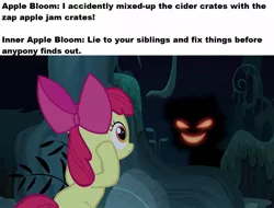 Size: 998x760 | Tagged: apple bloom, bloom and gloom, derpibooru import, evil kermit, inner me, meme, safe, shadow bloom, where the apple lies