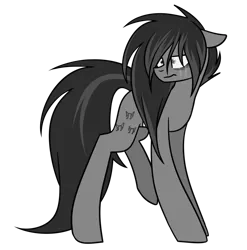 Size: 1024x1036 | Tagged: alternate color palette, amputee, artist:despotshy, crying, derpibooru import, grayscale, missing limb, monochrome, oc, oc:despy, safe, solo, unofficial characters only, wingless