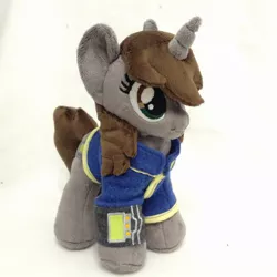 Size: 960x960 | Tagged: safe, artist:burgunzik, derpibooru import, oc, oc:littlepip, unofficial characters only, pony, unicorn, fallout equestria, fanfic, female, hooves, horn, irl, mare, photo, pipbuck, plushie, solo, vault suit